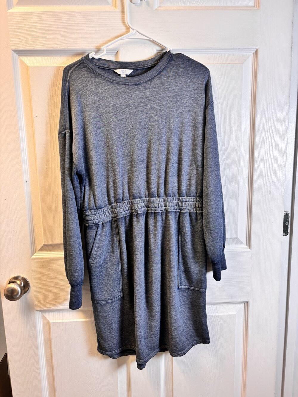 Time and Tru Sweatshirt Dress Women's L 12-14 Cinched Waist Pockets
